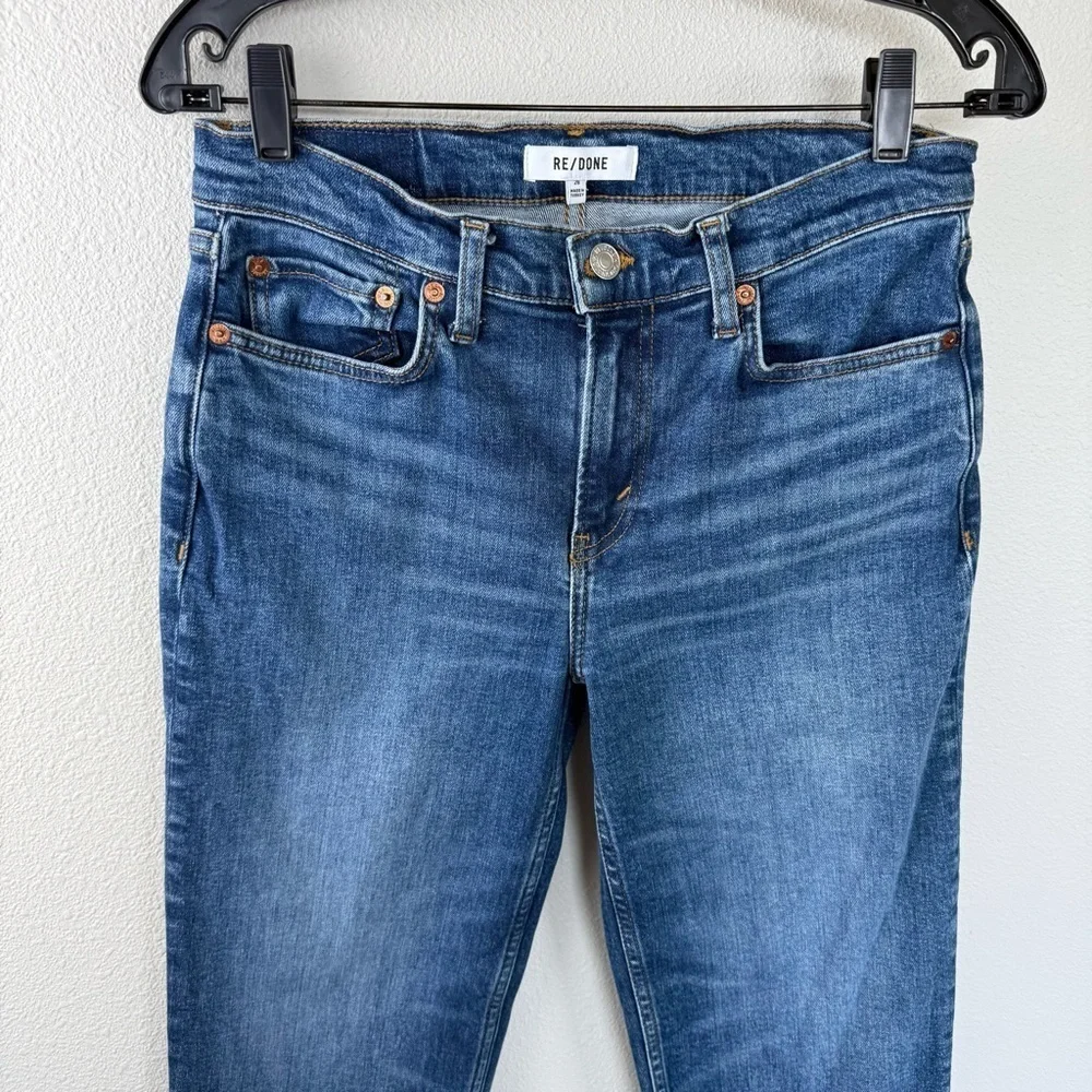 RE/DONE 70s Mid Rise Stove Pipe Jeans Royal Fade Casual Denim Women’s 28